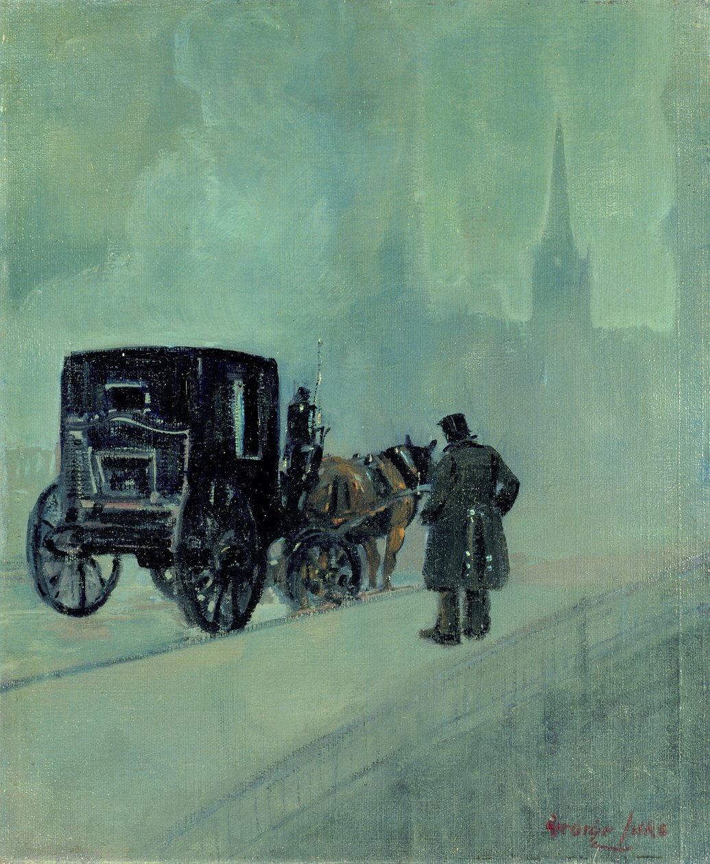 A Foggy Night (olje på lerret) av George Benjamin Luks