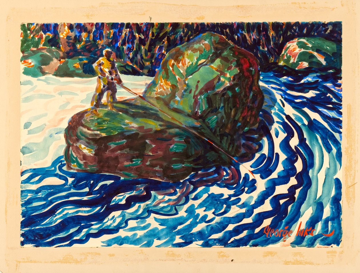 Guidefiske (akvarell på papir) av George Benjamin Luks