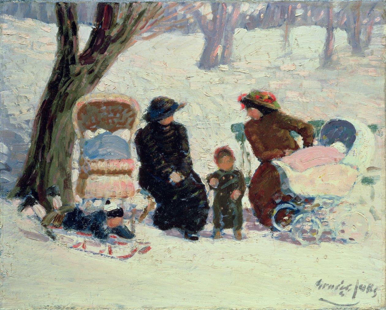 Nursemaids, High Bridge Park (olje på lerret) av George Benjamin Luks