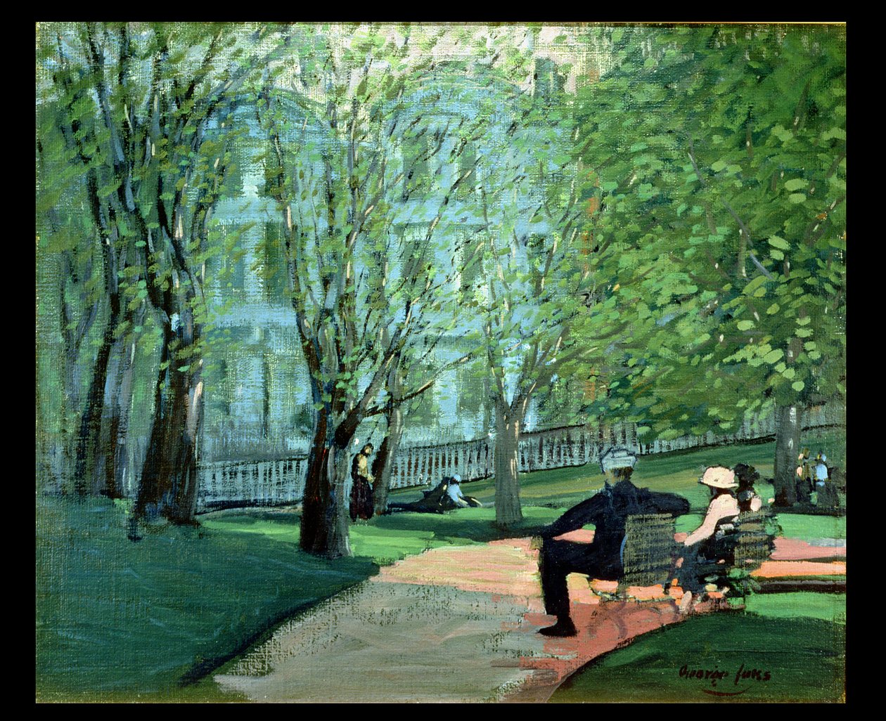 Summer Day, Boston Public Garden, ca. 1923 (olje på lerret) av George Benjamin Luks