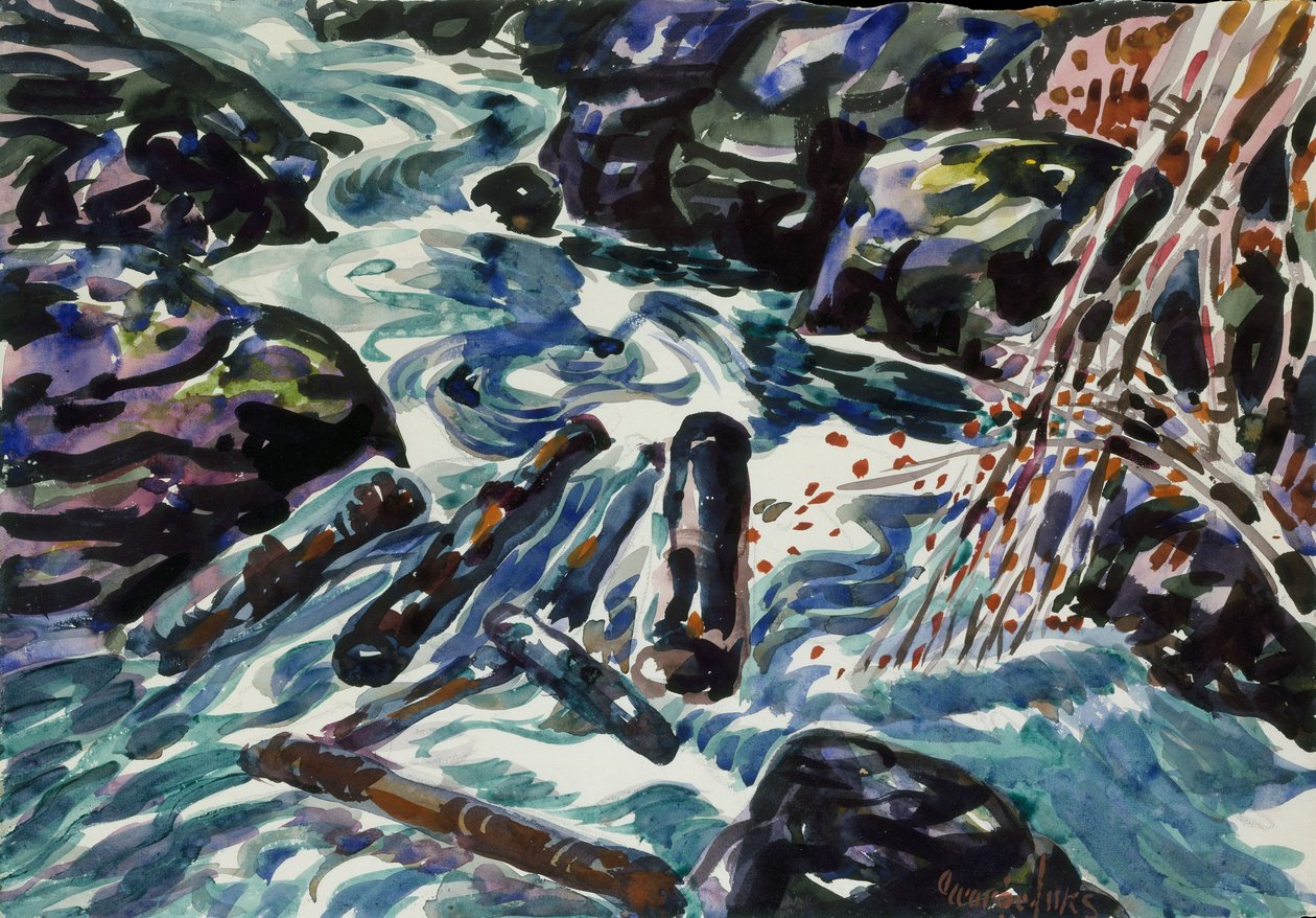 The Brook, Nova Scotia (akvarell og blyant på papir) av George Benjamin Luks