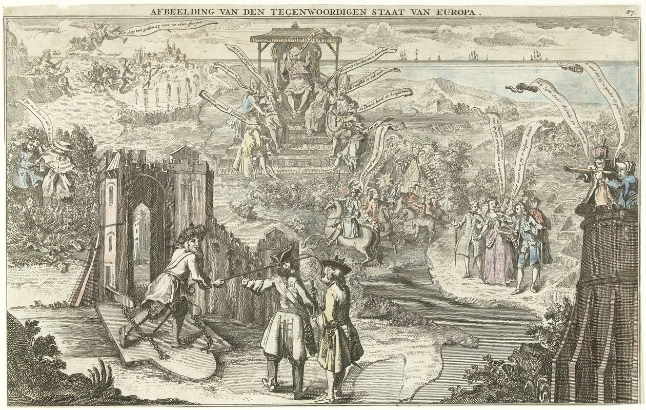 Den nåværende tilstanden i Europa, 1742 Bilde av den nåværende delstaten i Europa (tittel på objekt) av George Bickham (II)