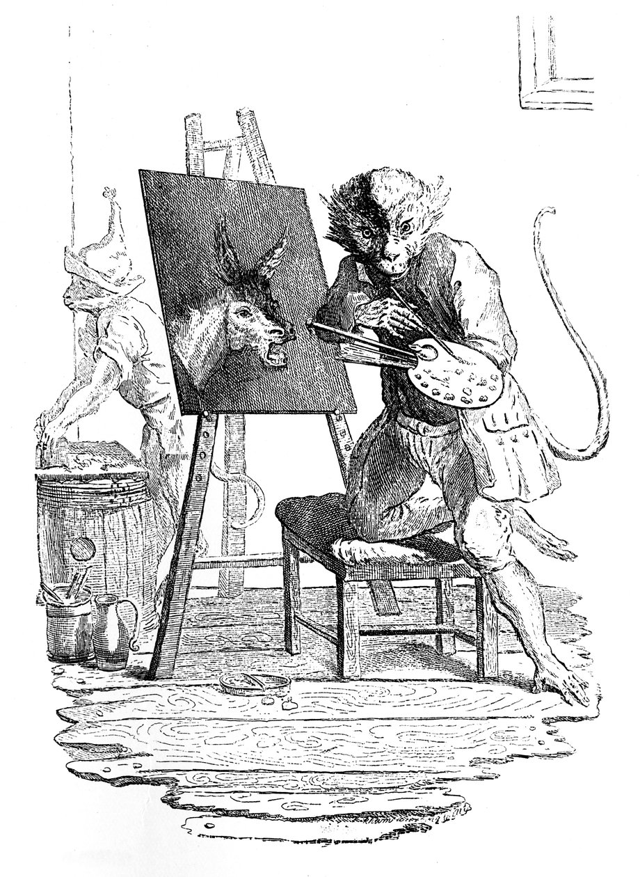 En ape som maler en esel, 1753. av George Bickham