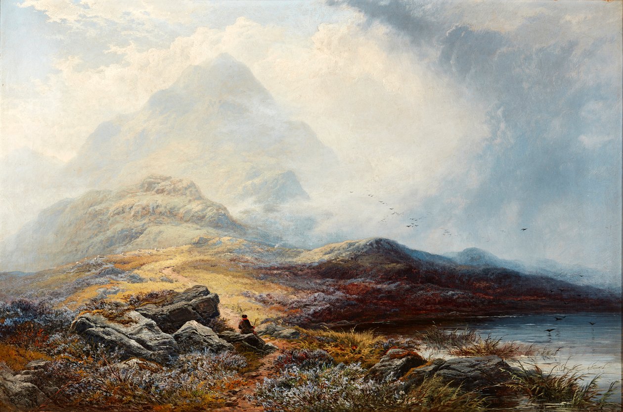 Grampian Hills Storm Clearing Off (olje på lerret) av George Blackie Sticks