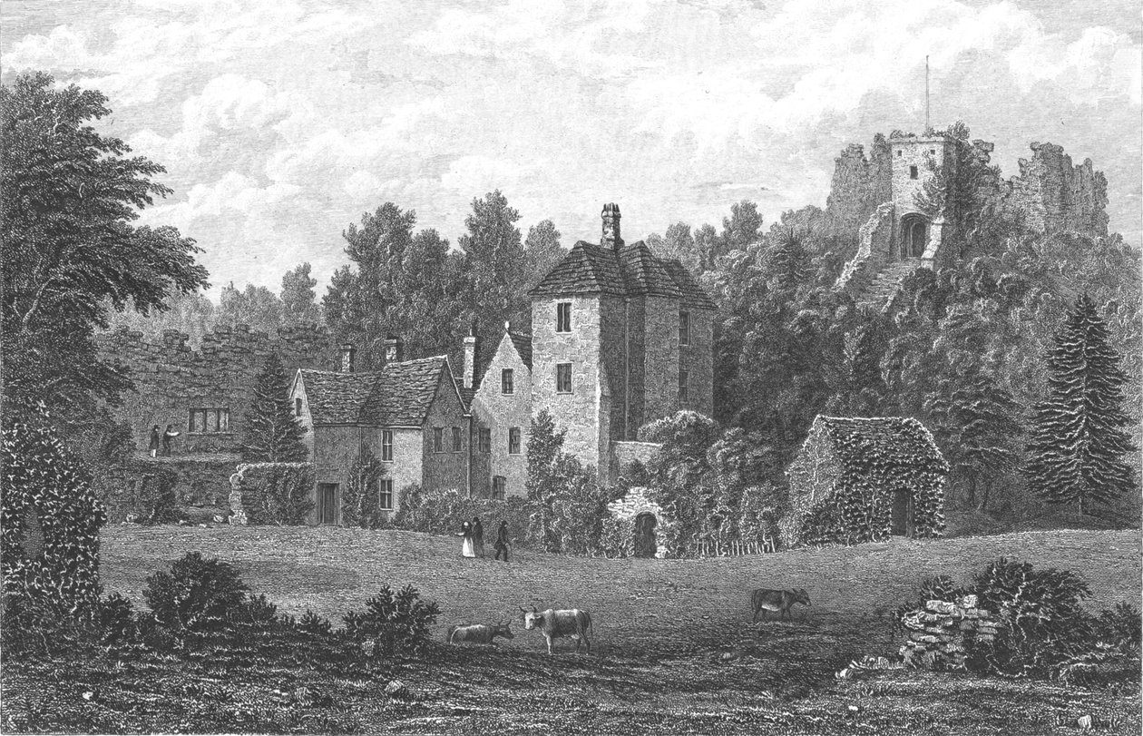 Carisbrooke Castle, Newport, Isle of Wight, tidlig på 1800-tallet av George Brannon