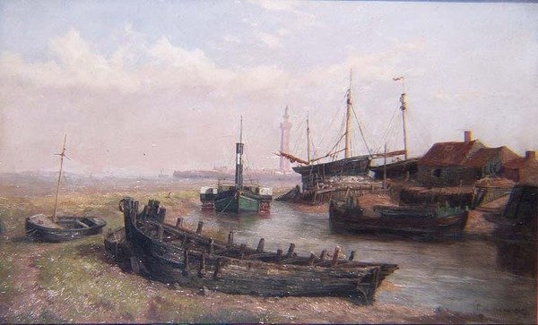 The Mouth of the River Freshney, nær Grimsby, Lincolnshire av George Cammidge