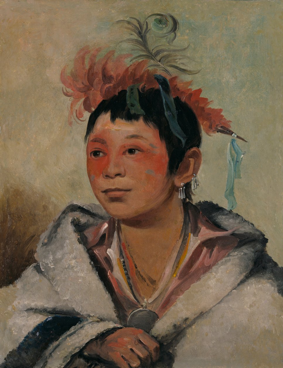 Aú-nah-kwet-to-hau-páy-o, One Sitting in the Clouds, a Boy, 1831. av George Catlin