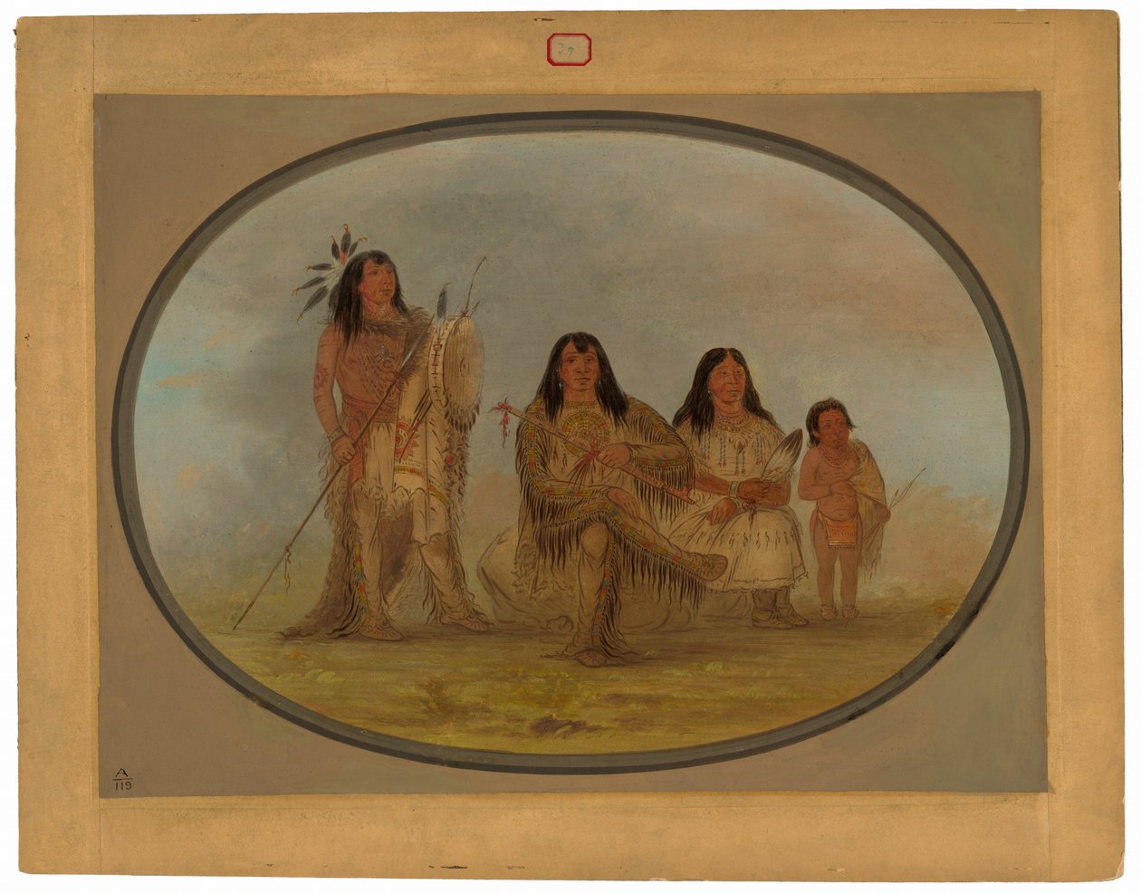 En Blackfoot-sjef, hans kone og en medisinmann av George Catlin