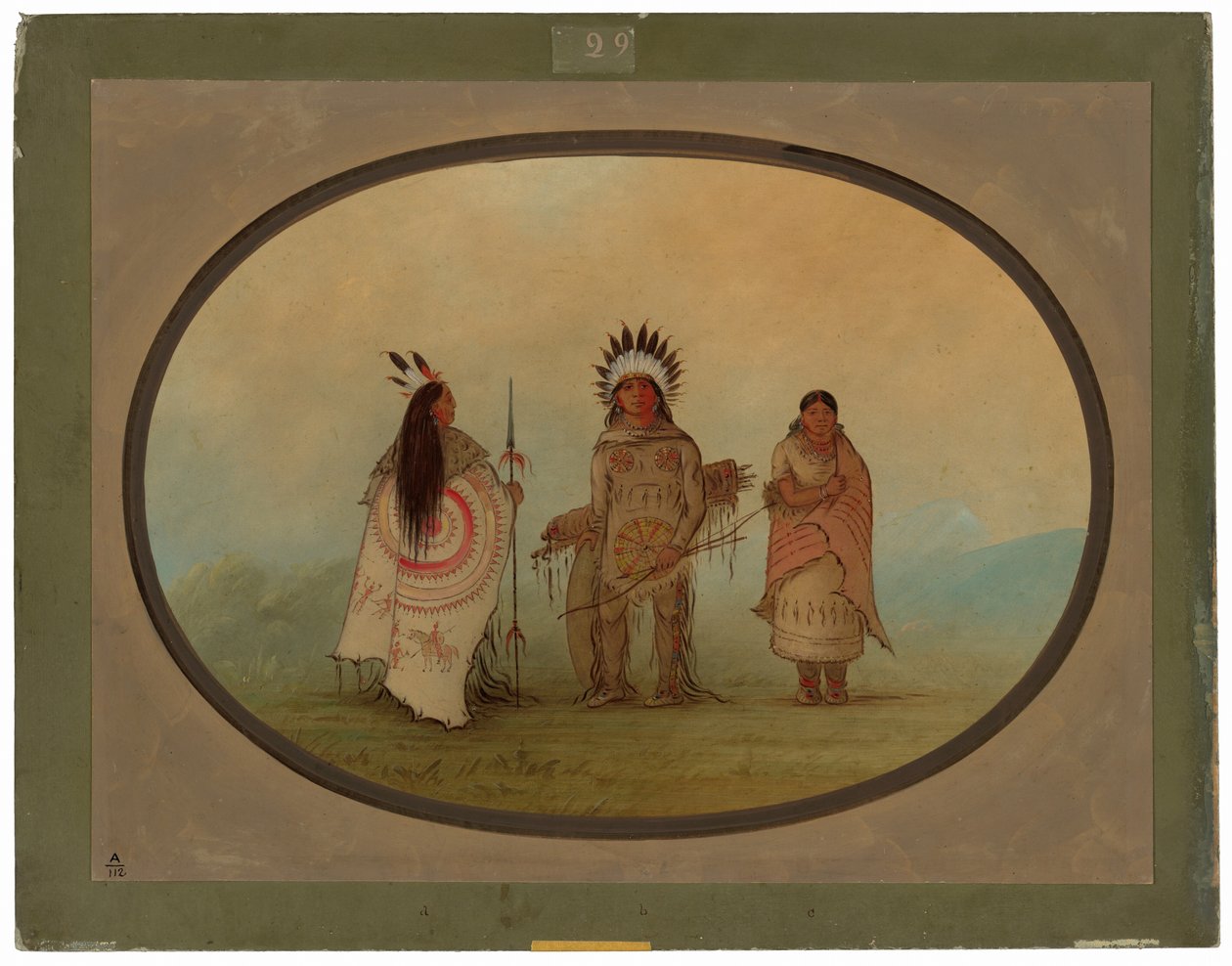 En kråkesjef, en kriger og hans kone av George Catlin