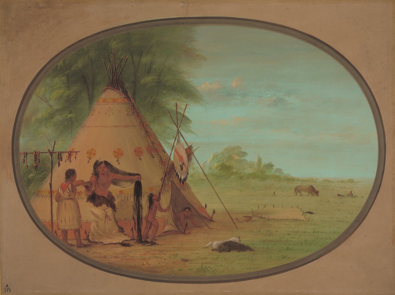 A Crow Chief at His Toilette, 18611869. av George Catlin