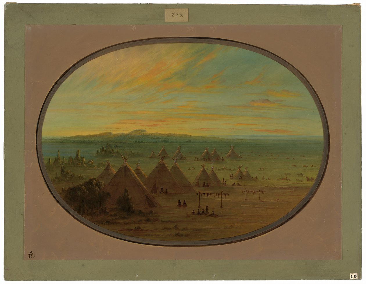 En kråkelandsby ved Salmon River av George Catlin
