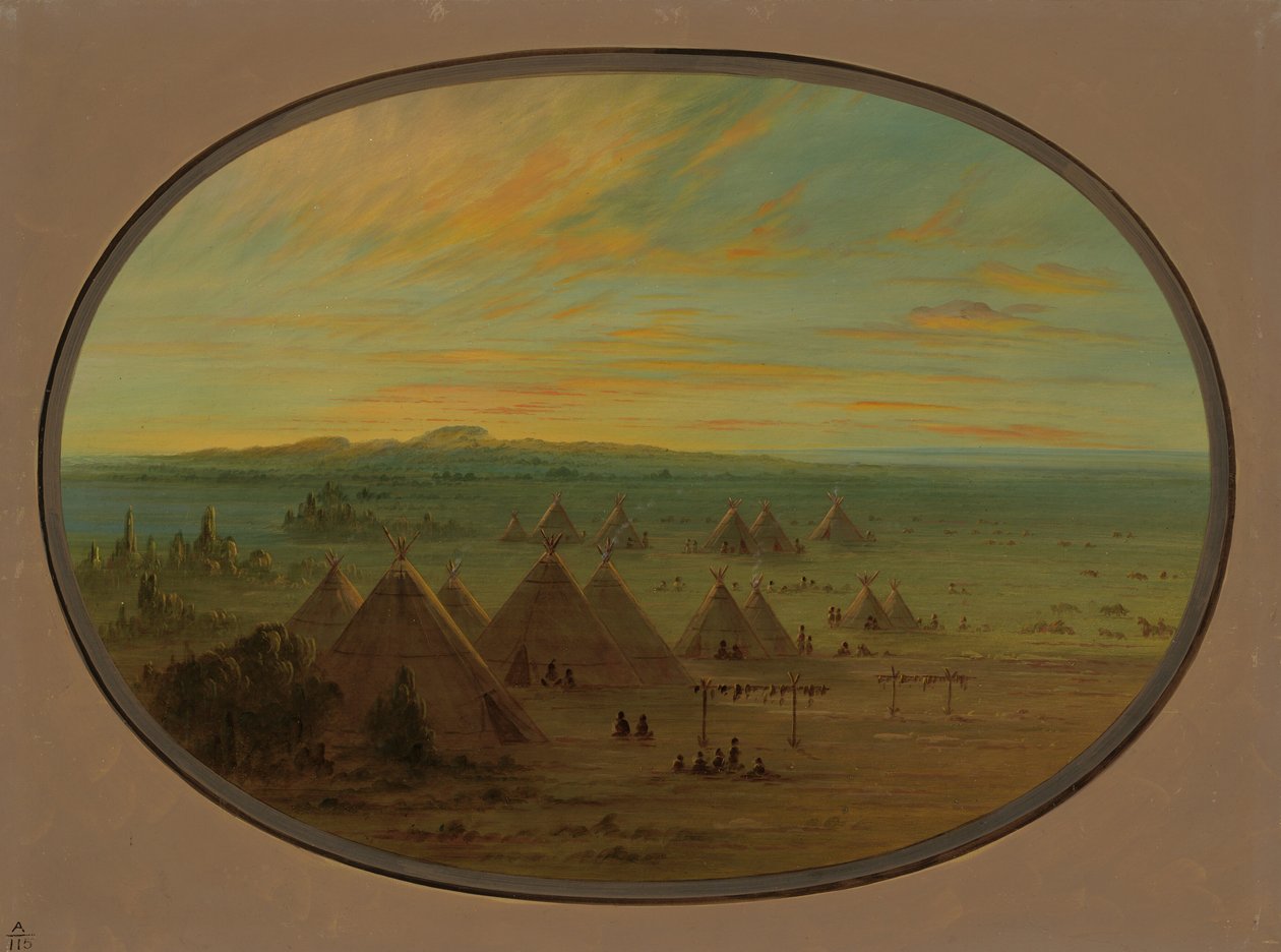 En kråkelandsby ved Salmon River, 18551869. av George Catlin