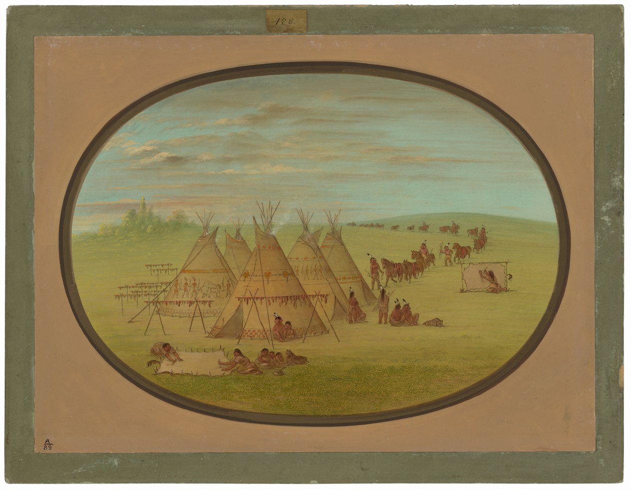 En liten Sioux-landsby av George Catlin