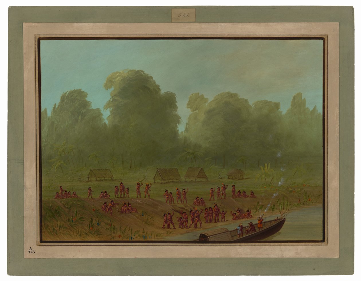 En Mayoruna-landsby av George Catlin