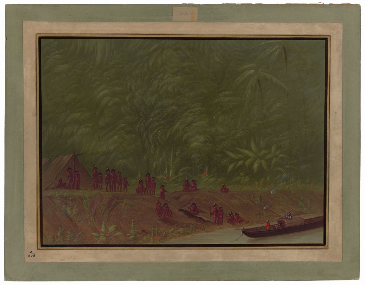 A Mura Encampment - Båtskisse av George Catlin