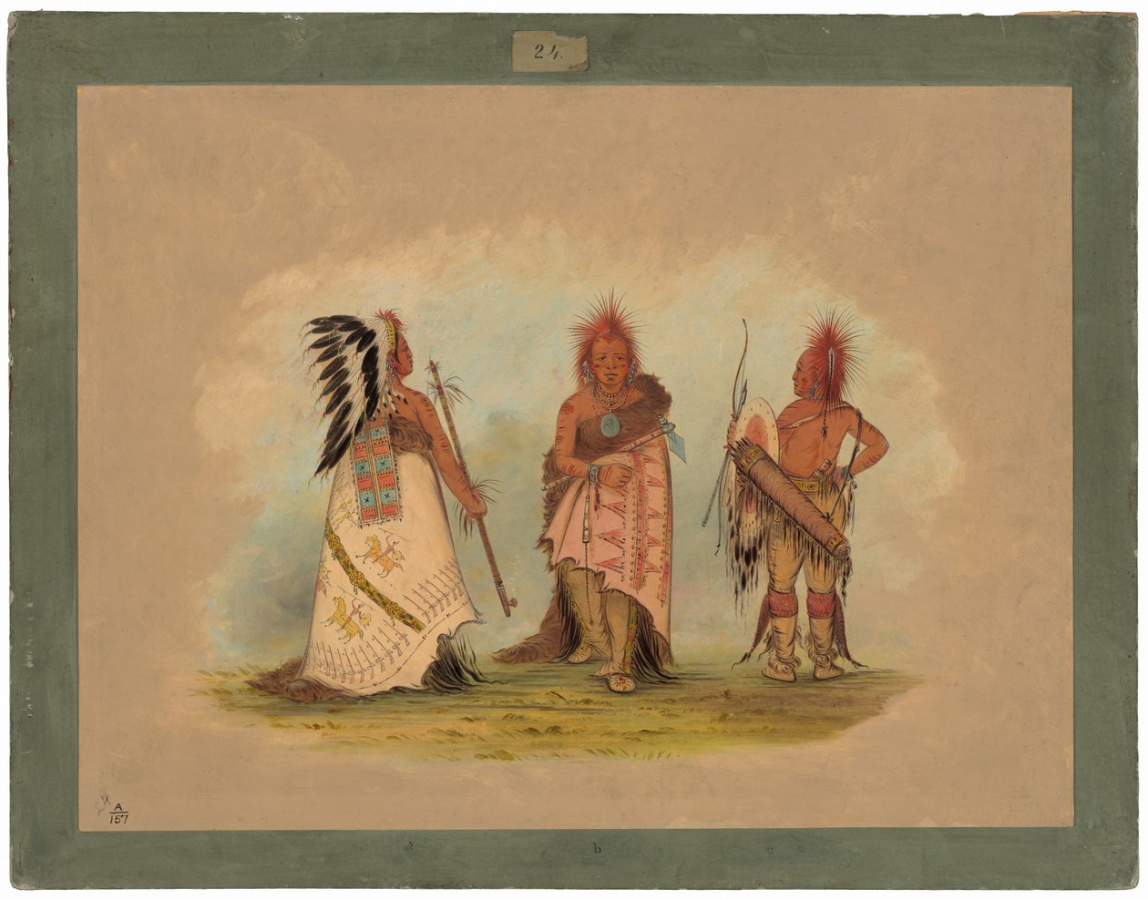 En Pawnee-sjef med to krigere av George Catlin