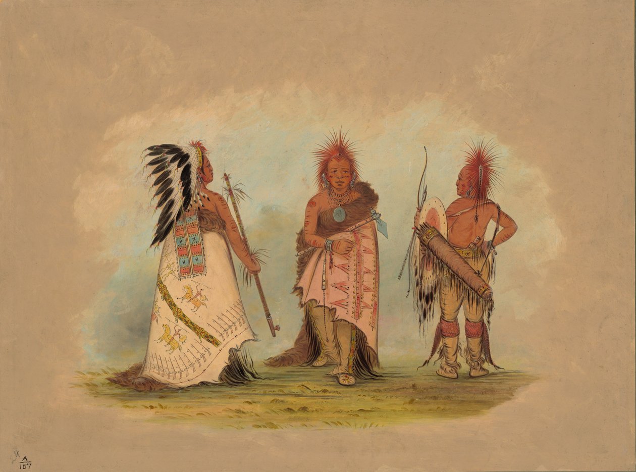 En Pawnee-sjef med to krigere, 18611869. av George Catlin
