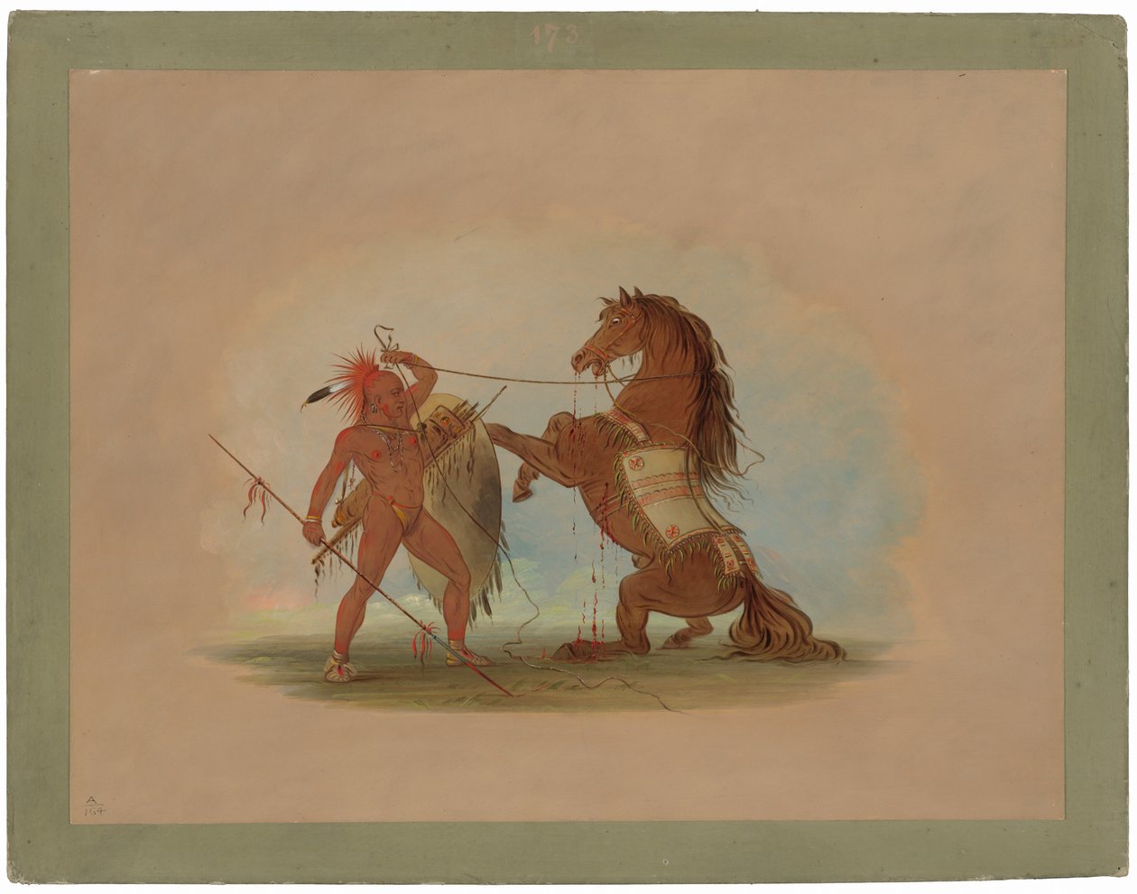 En Pawnee-kriger som ofrer sin favoritthest av George Catlin