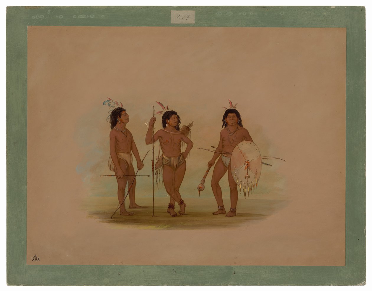 En Puelchee-sjef og to unge krigere av George Catlin