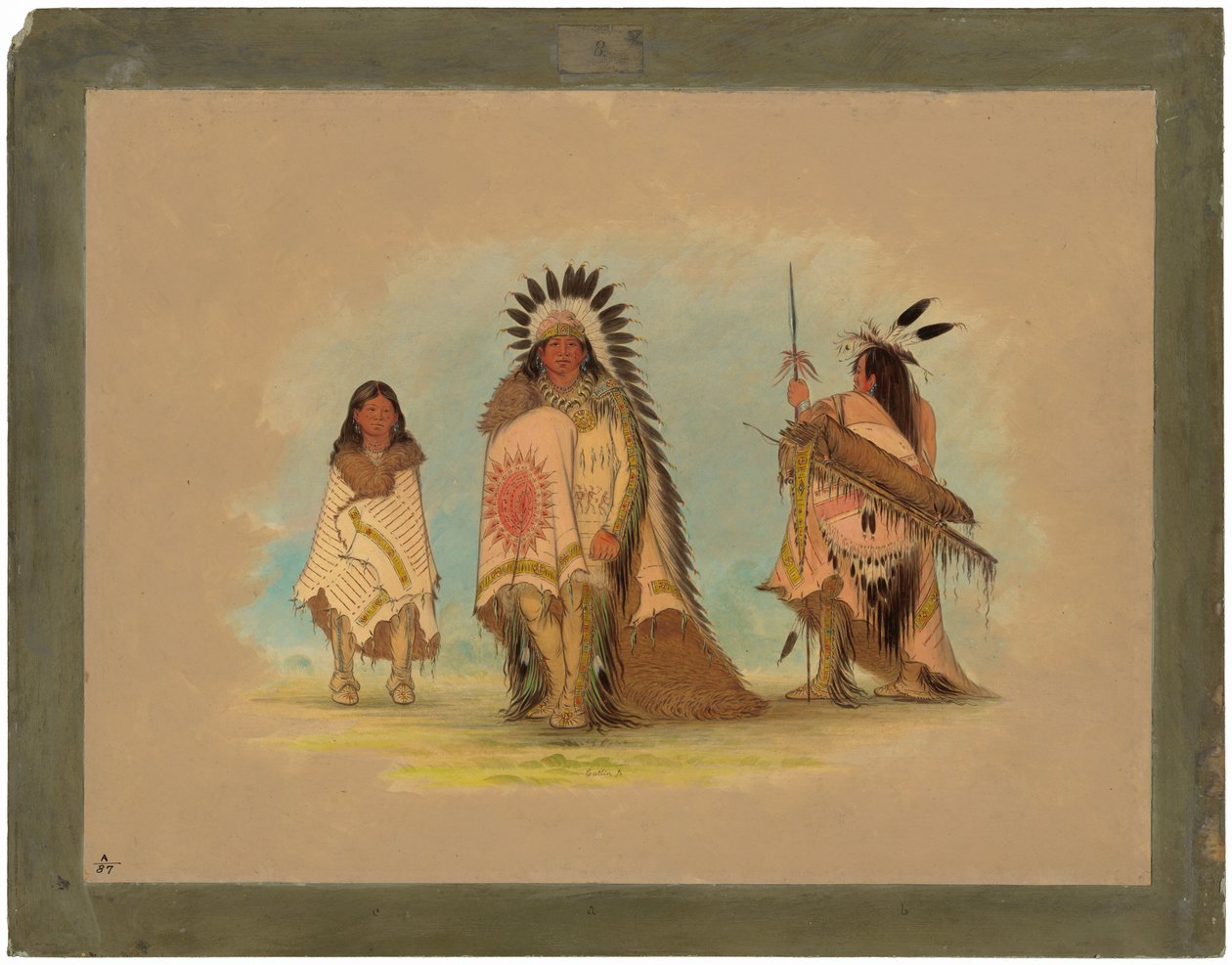 En Sioux-høvding, hans datter og en kriger av George Catlin
