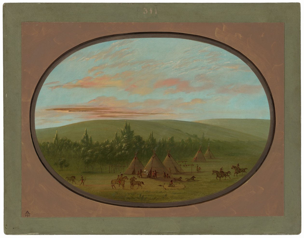 En Sioux Village av George Catlin