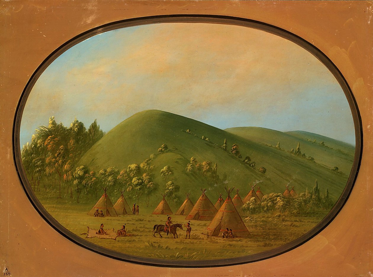 En liten cheyenne-landsby av George Catlin