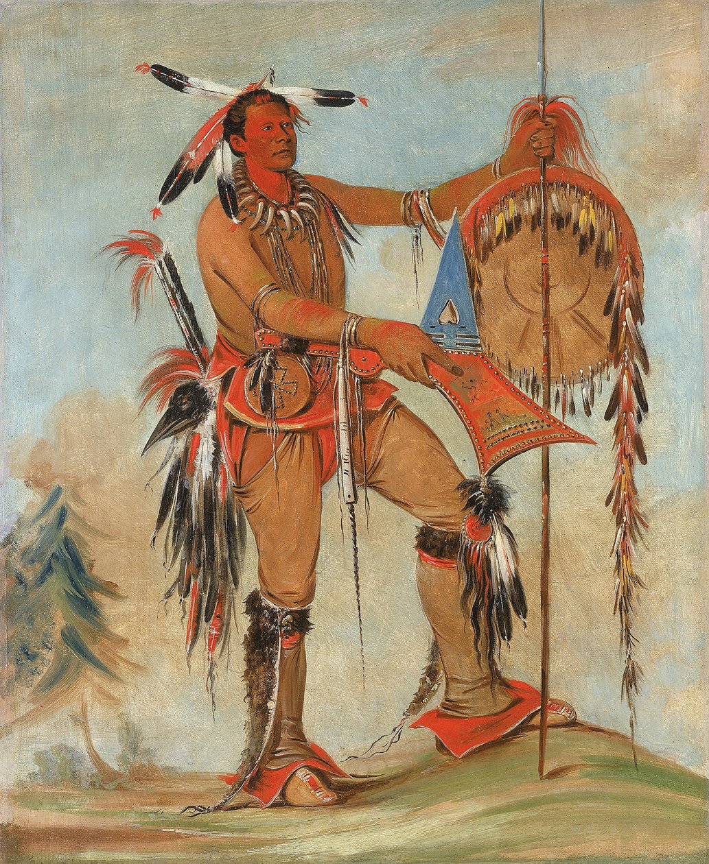 Ah-móu-a, hvalen, en av Kee-o-kúks fremste modige krigere av George Catlin