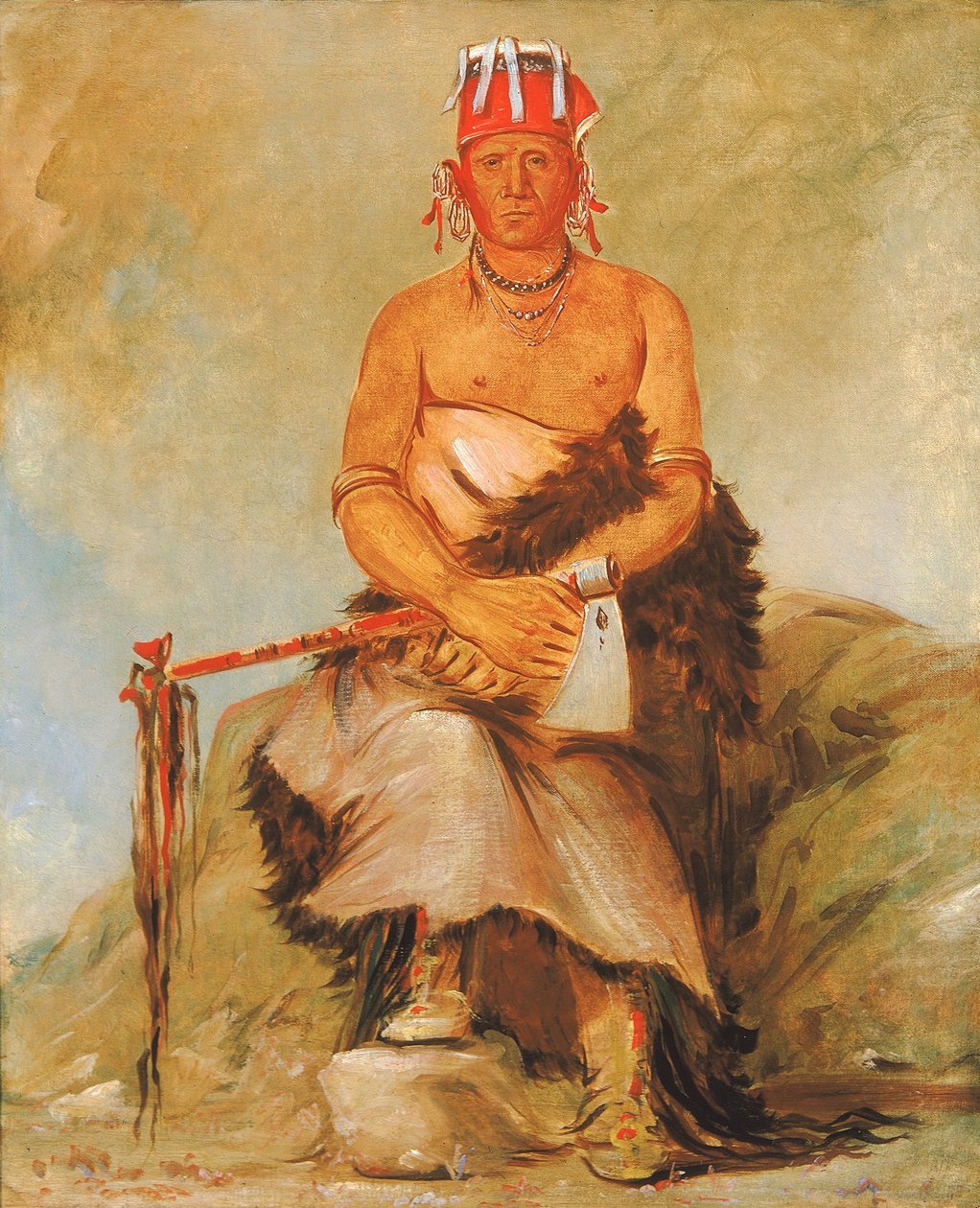 A'h-sha-la-cóots-ah, Mole in the Forehead, sjef for den republikanske Pawnee, 1832. av George Catlin