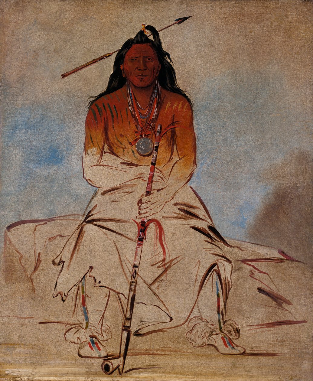 Ah-sháw-wah-róoks-te, medisinhest, en Grand Pawnee Modig av George Catlin