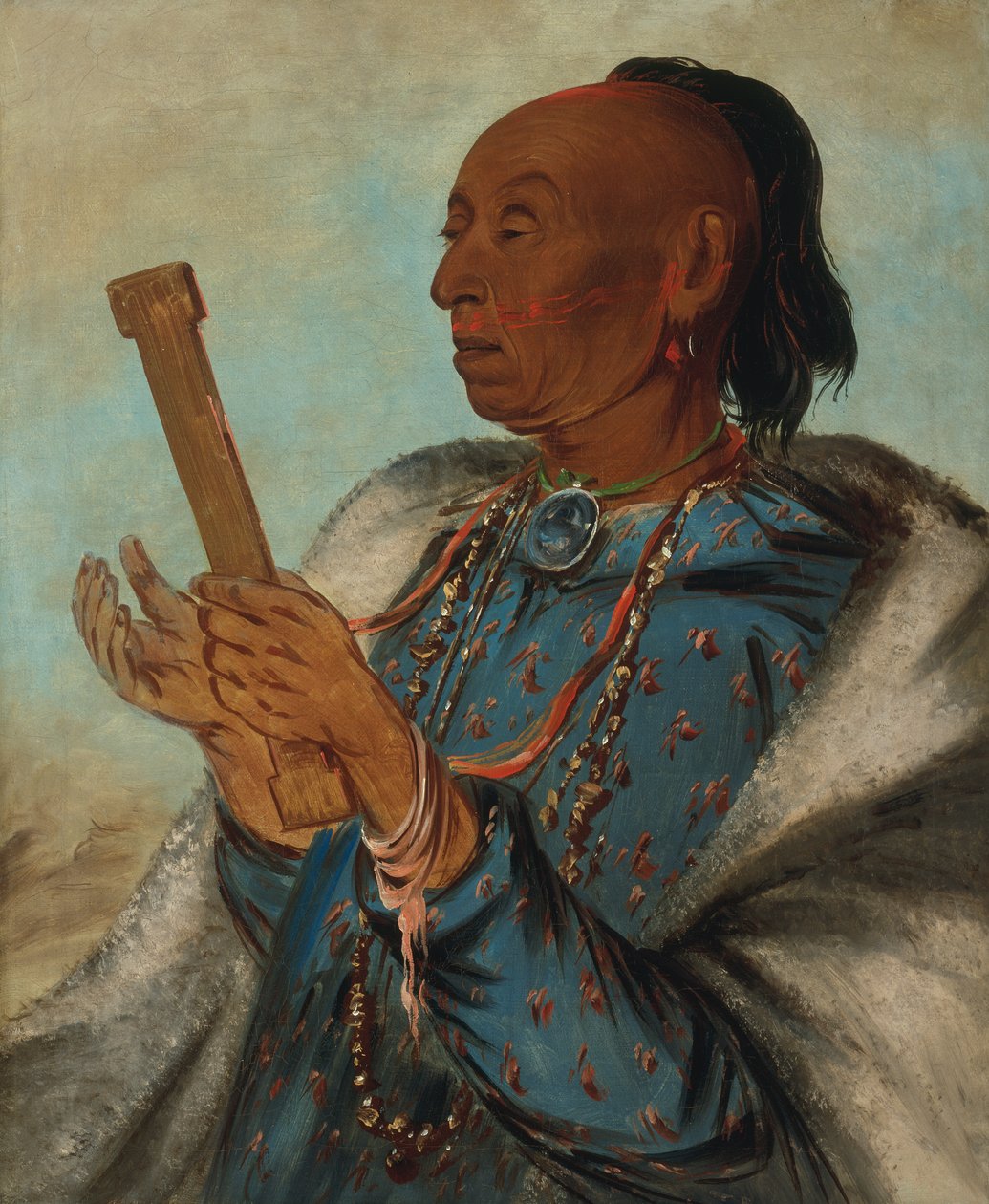 Ah-tón-we-tuck, Cock Turkey, Repeating His Prayer, 1830. av George Catlin