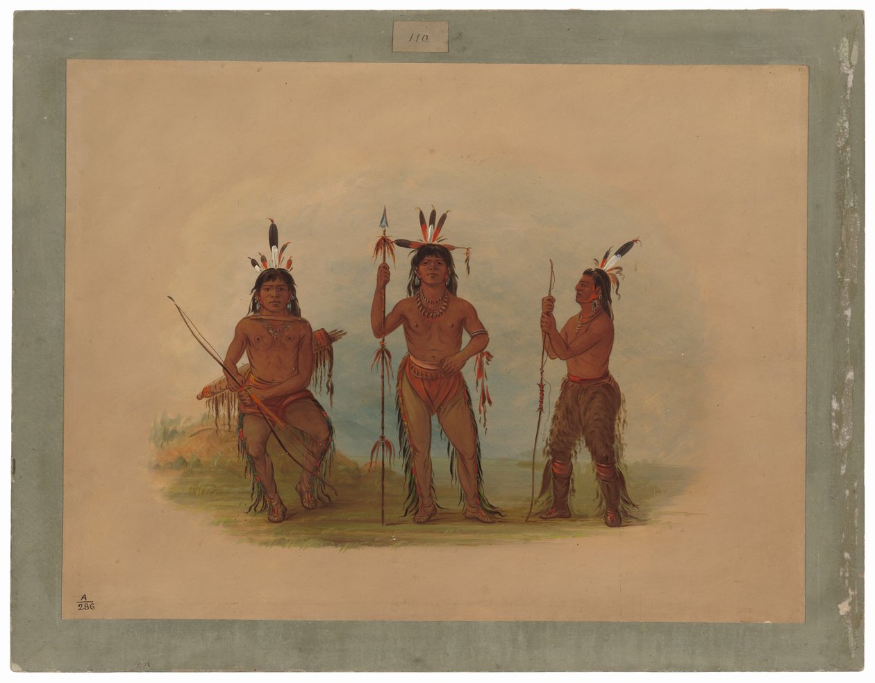 Alaeutisk høvding og to krigere av George Catlin