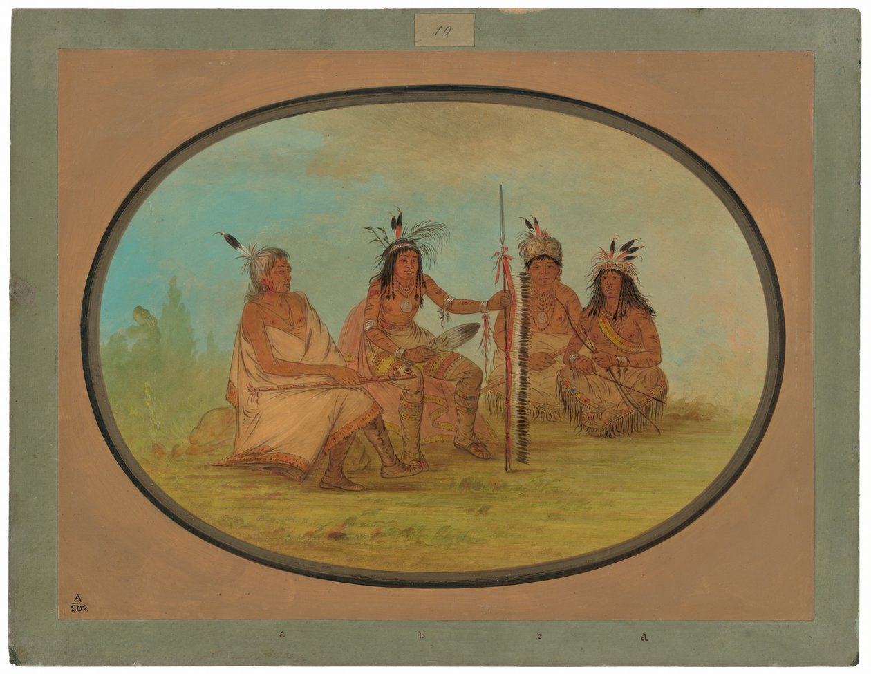En gammel Ojibbeway-sjef og tre krigere av George Catlin