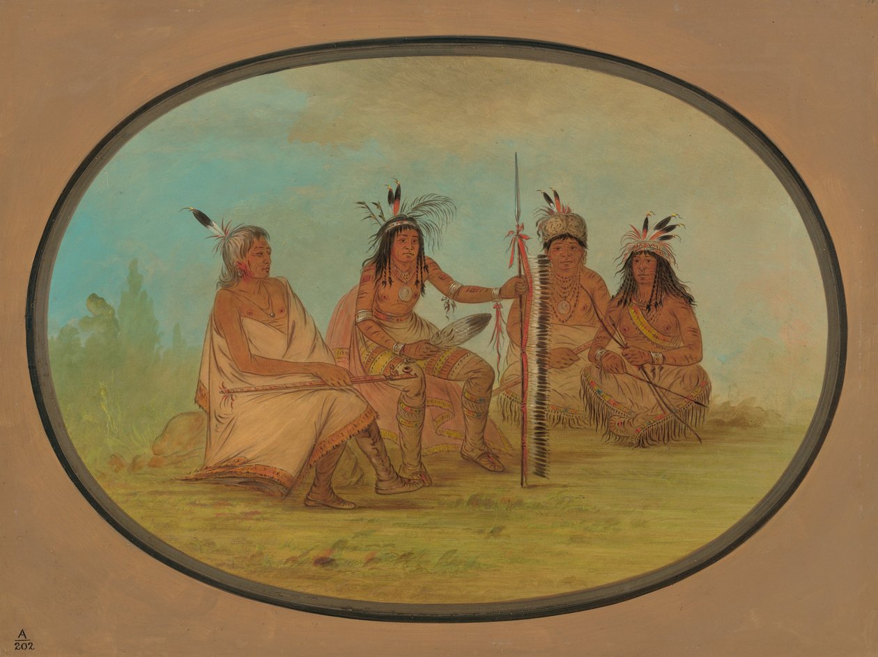 En gammel Ojibbeway-sjef og tre krigere, 18611869. av George Catlin