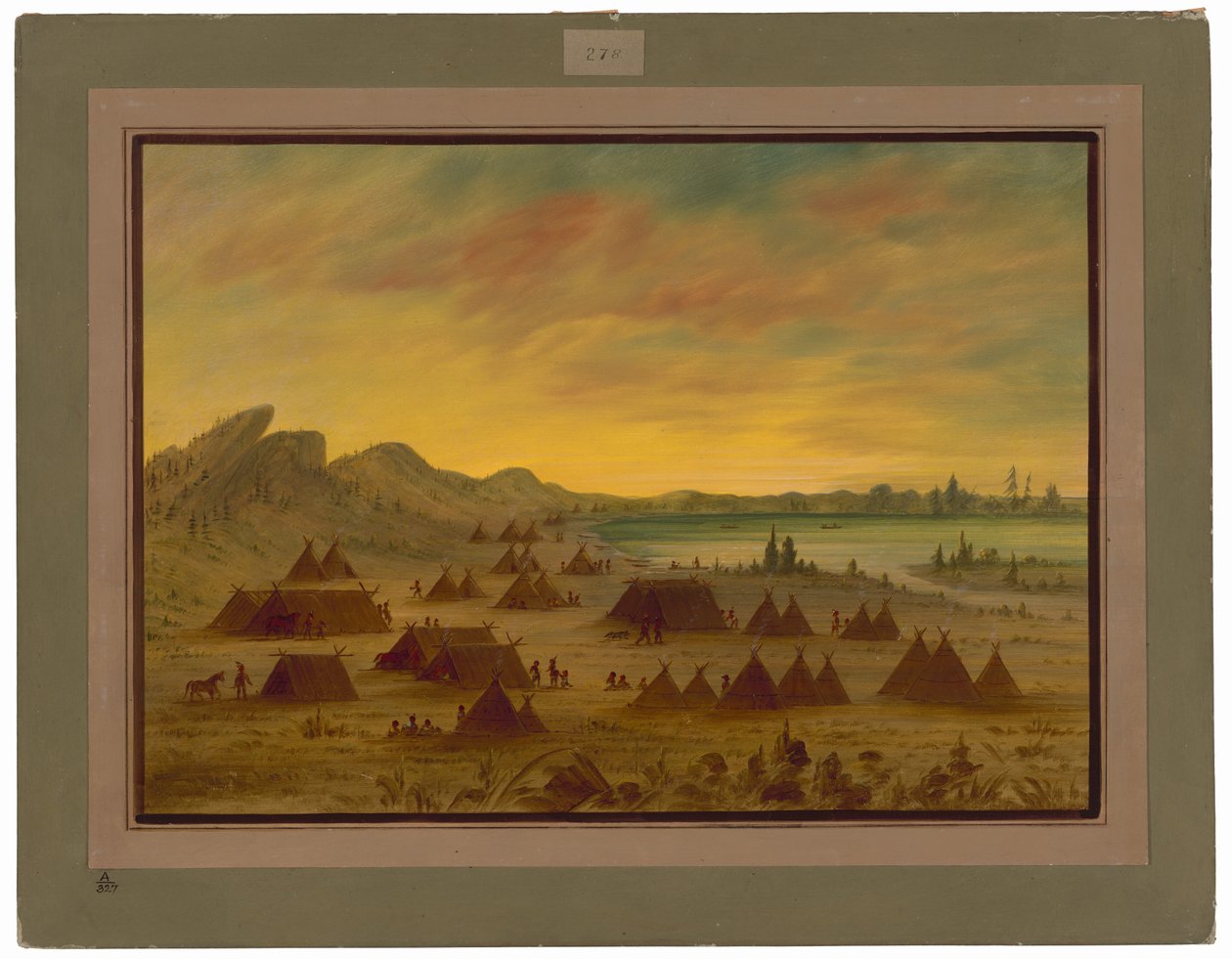 En Apachee Village av George Catlin