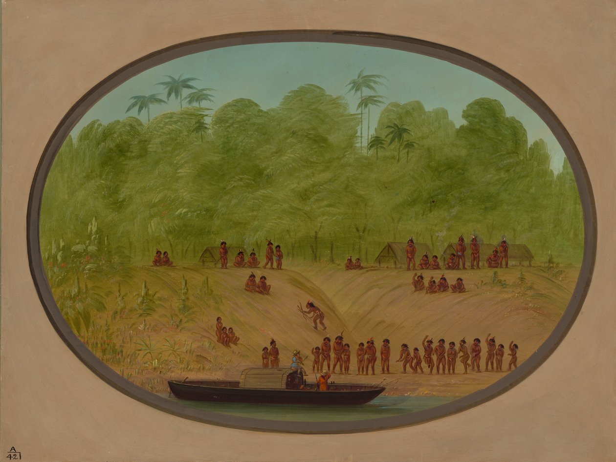 An Omagua Village - Boat Sketch, 18541869. av George Catlin