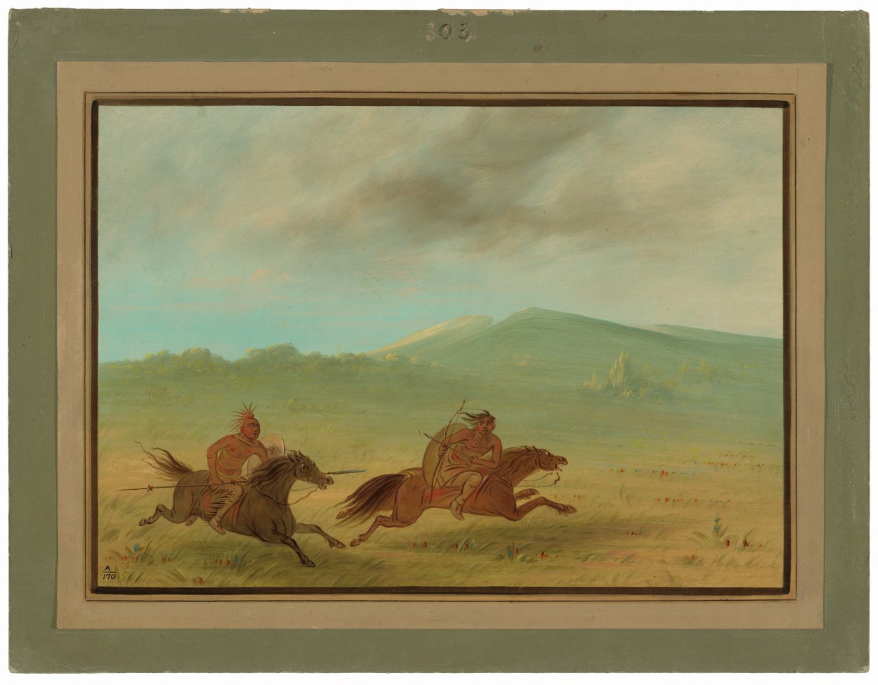 En Osage-indianer som forfølger en Camanchee av George Catlin
