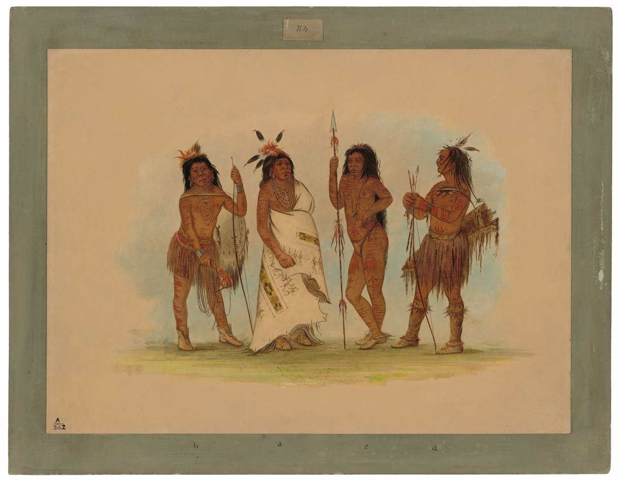 Apache-sjef og tre krigere av George Catlin
