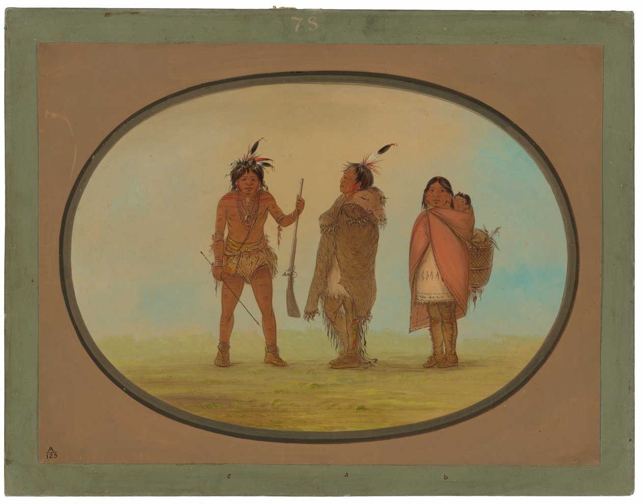 Arapaho-sjef, hans kone og en kriger av George Catlin