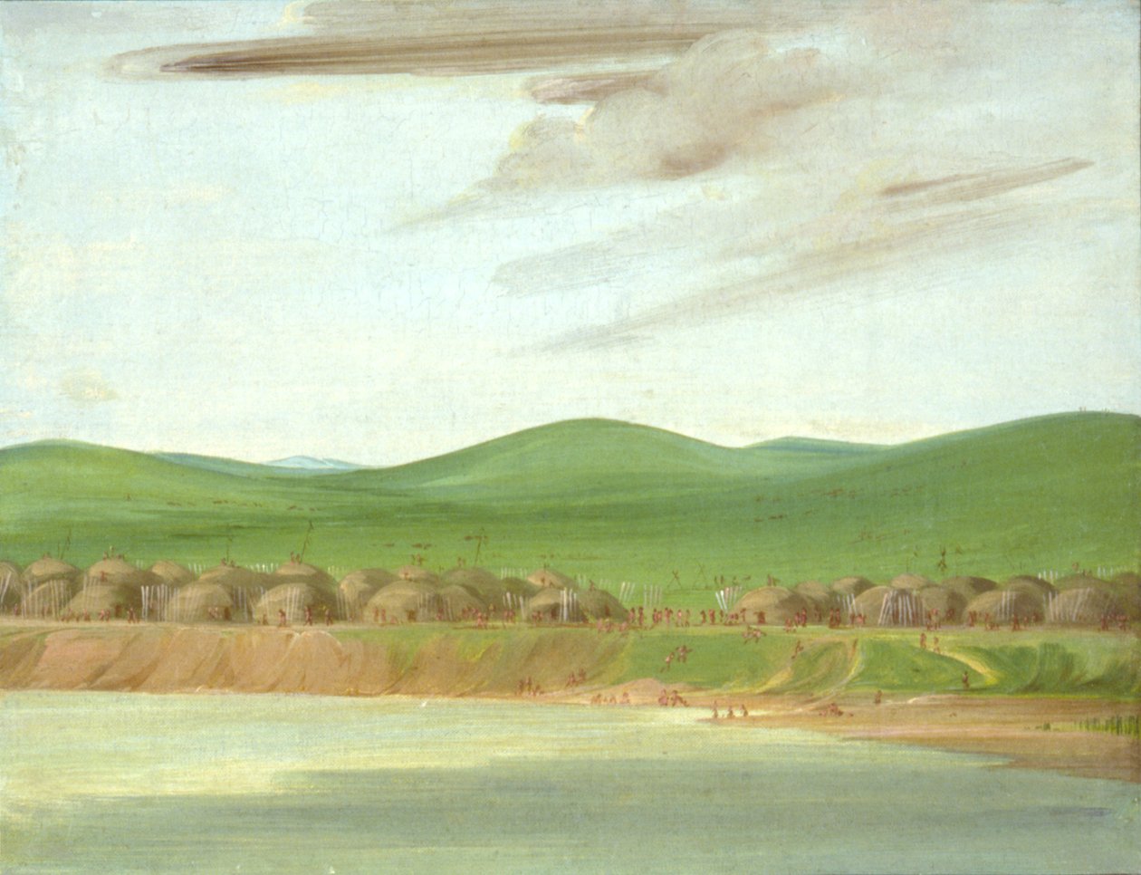 Arikara Village of Earth-Covered lodges, 1600 Miles ovenfor St. Louis, 1832. av George Catlin