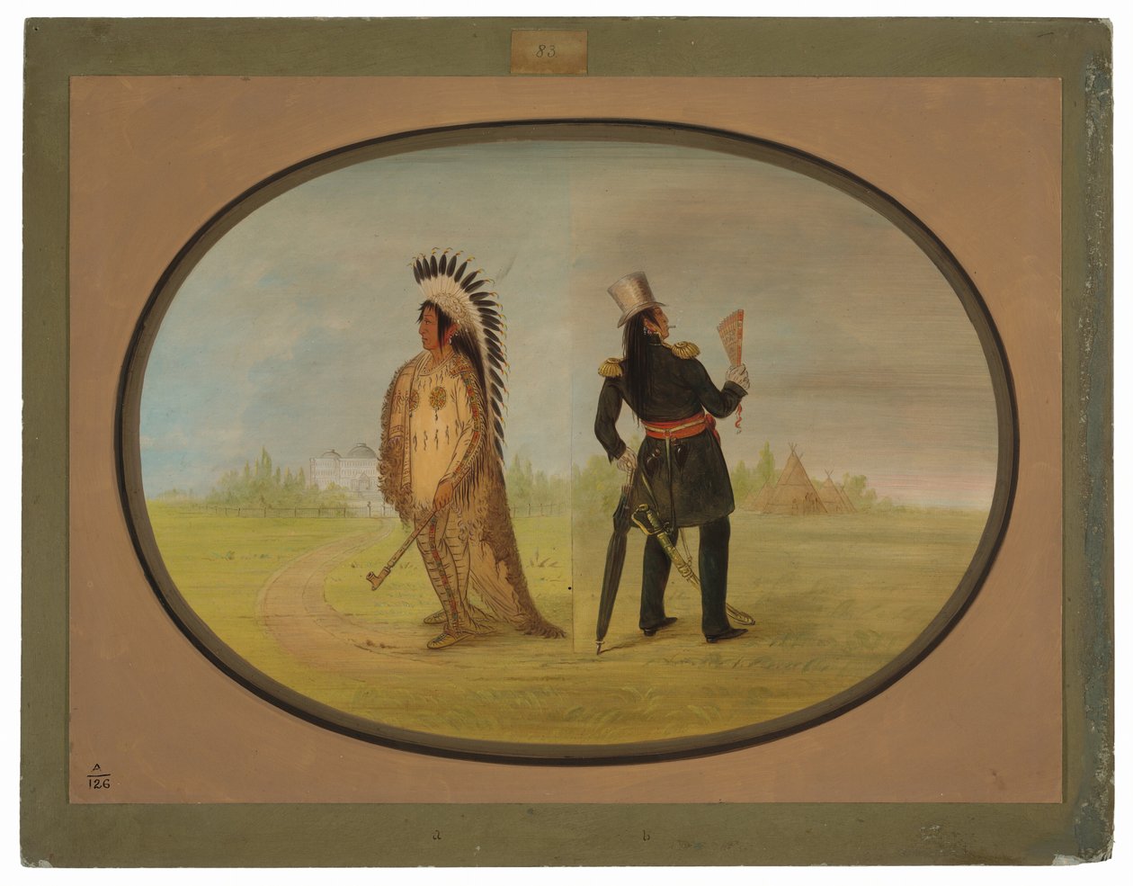 Assiniboine-sjef før og etter sivilisasjonen av George Catlin