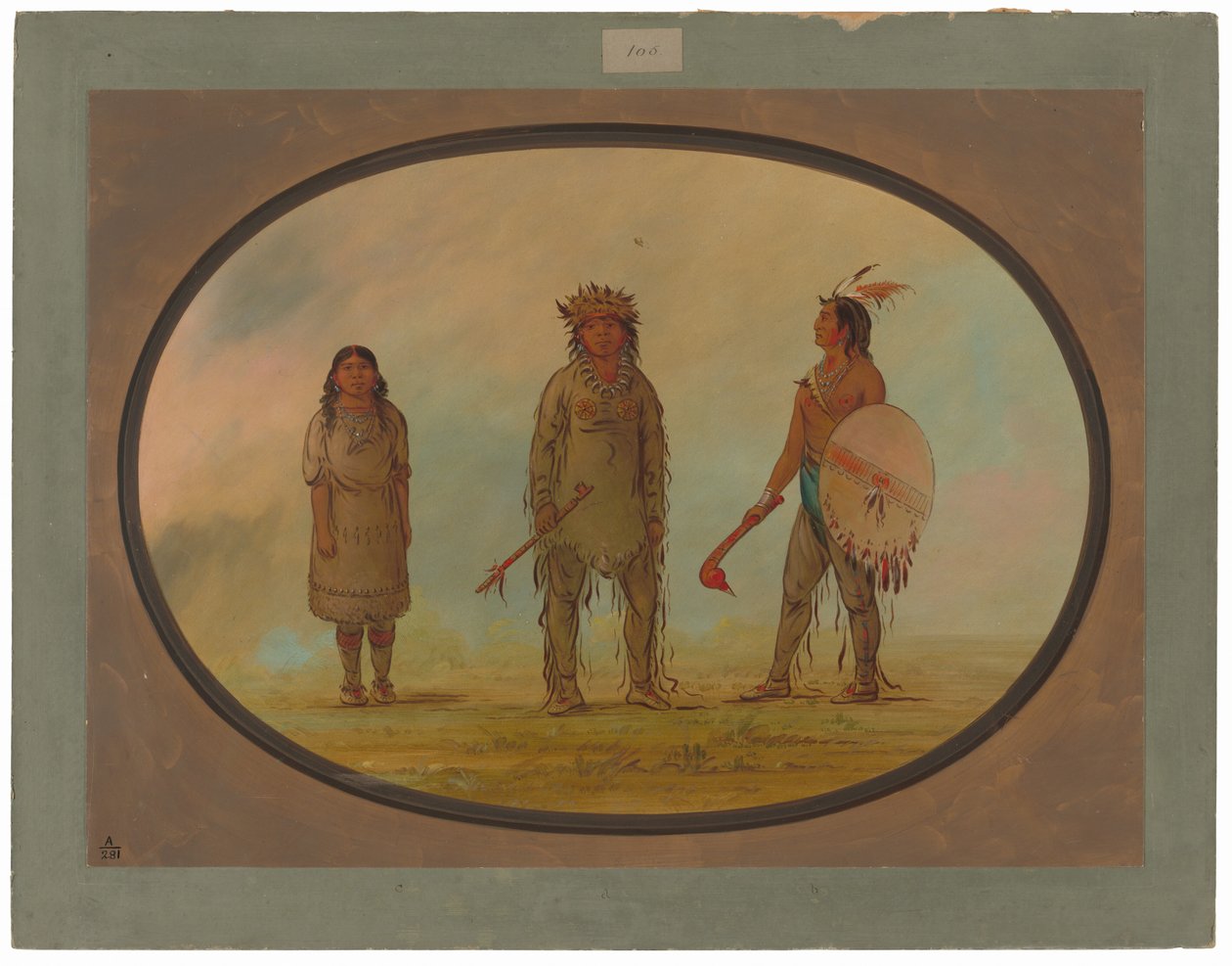 Athapasca-sjef, hans kone og en kriger av George Catlin