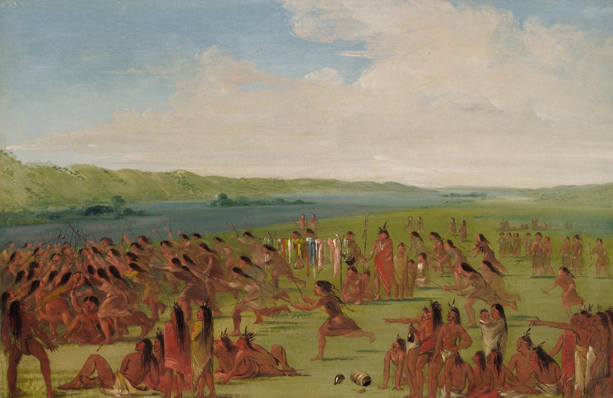 Ballspill av kvinnene, Prairie du Chien, 1835-1836. av George Catlin