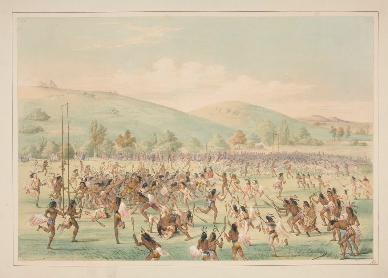 Ballspill, pl. 23 fra North American Indian Portfolio av George Catlin