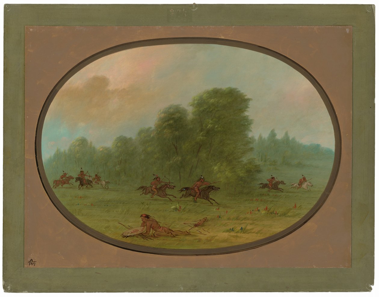 Kamp mellom Jiccarilla Apachees og Camanchees av George Catlin
