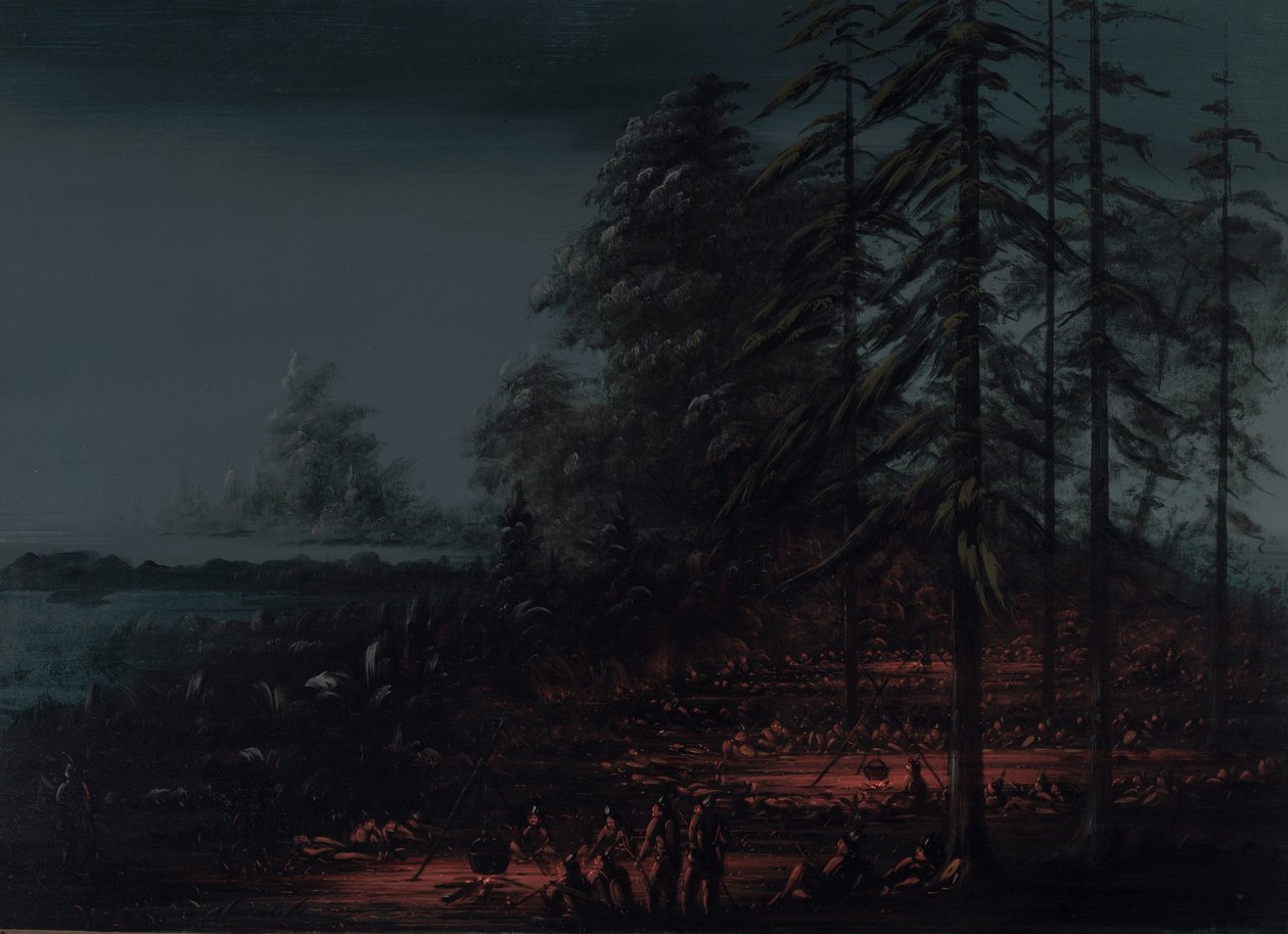 Bivuakk av et Sioux-krigsparti, 18611869. av George Catlin