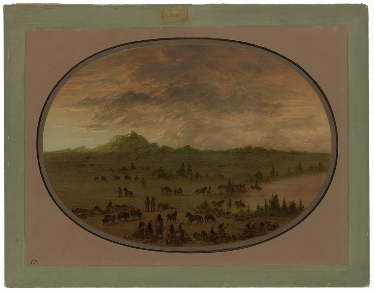 Bivuakk av et Sioux-krigsfest ved soloppgang av George Catlin