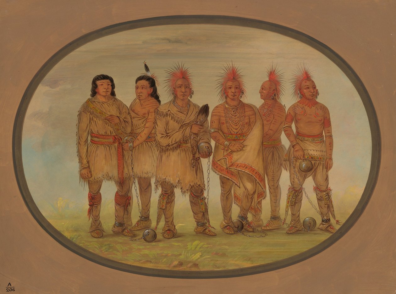 Black Hawk og fem andre Saukie-fanger, 18611869. av George Catlin