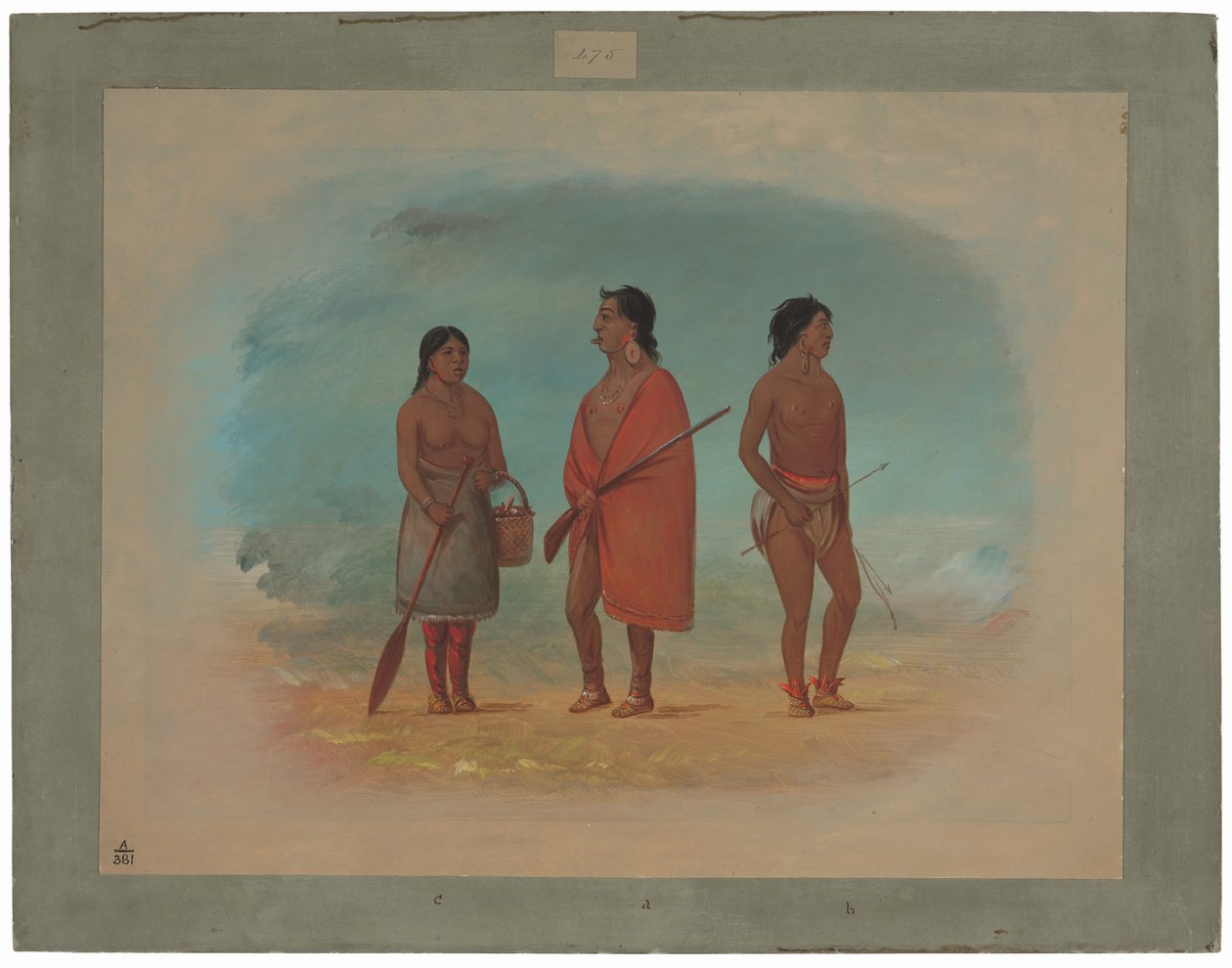 Botocudo-sjef, hans kone og en ung mann av George Catlin