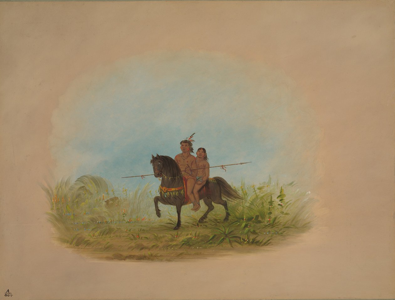 Brud og brudgom til hest - Connibo, 18541869. av George Catlin