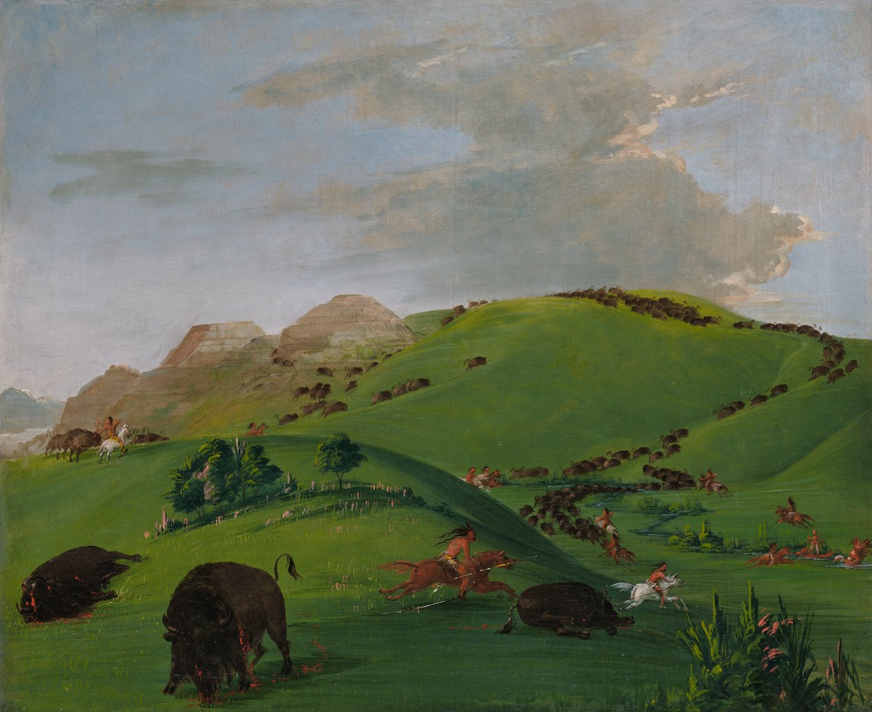 Buffalo Chase, Mouth of the Yellowstone, 1832-1833. av George Catlin